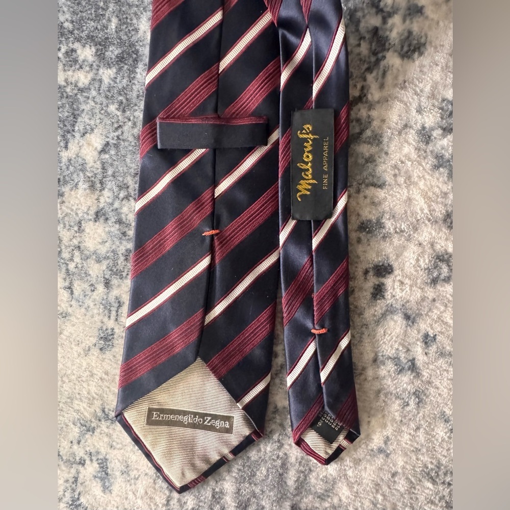 ERMENEGILDO ZEGNA Malouf’s Fine Apparel Striped Silk tie